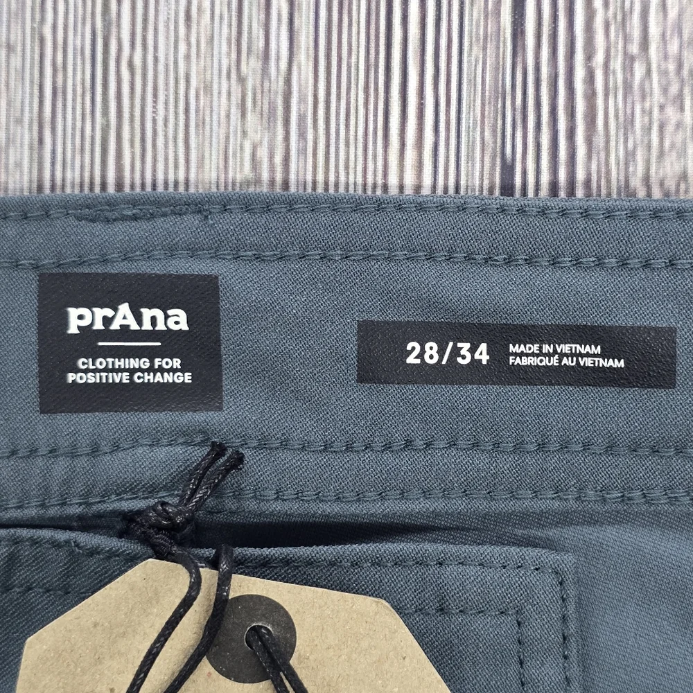 Prana NWT Brion Pant II Straight Leg Blue Gray Pants Size 28 x 34